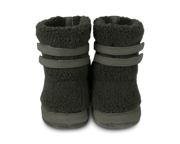 Larisso Booties | Stone Curly Faux Fur