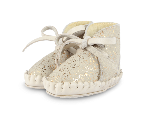 Pina Exclusive Booties | Cream Metallic Suede