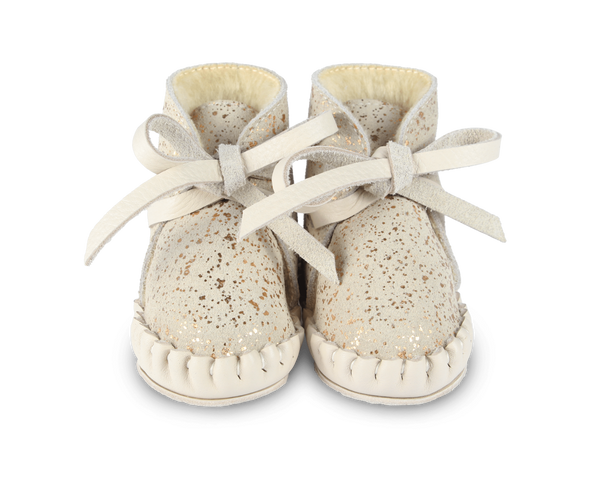 Pina Exclusive Booties | Cream Metallic Suede
